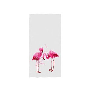 gbrand pink flamingo face towel microfiber print soft guest home decoration flamingo hand towels multipurpose for bathroom, hotel, gym, swimming and spa (13.7 x 29.5 inch)