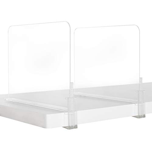 Richards Acrylic Closet Shelf Divider and Separator 4 Pack- Great for Storage and Organization in Bedroom, Bathroom, Kitchen and Office Shelves, Clear