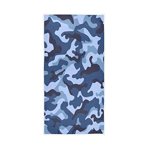 Blueangle Camo Hand Towel Blue Military Camouflage Towels Soft Highly Absorbent Towel Bath Decor for Bathroom Gym Spa, 30x15 inch