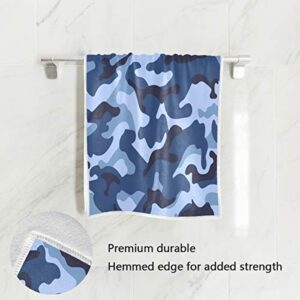 Blueangle Camo Hand Towel Blue Military Camouflage Towels Soft Highly Absorbent Towel Bath Decor for Bathroom Gym Spa, 30x15 inch