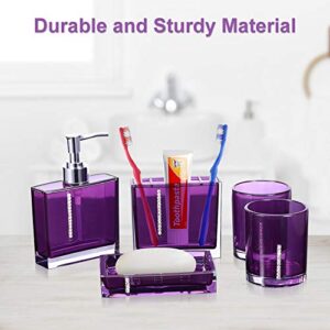 Bathroom Accessories Set, 5Pcs Acrylic Bathroom Accessory Holders Storage Cases Bath Gift Set with Emulsion Bottle, Tooth Brush Holder, Soap Dish, 2 Gargle Cup