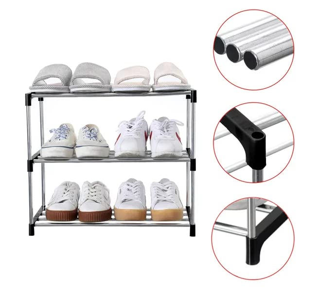 QOFI Three-layer shoe storage rack home classic black