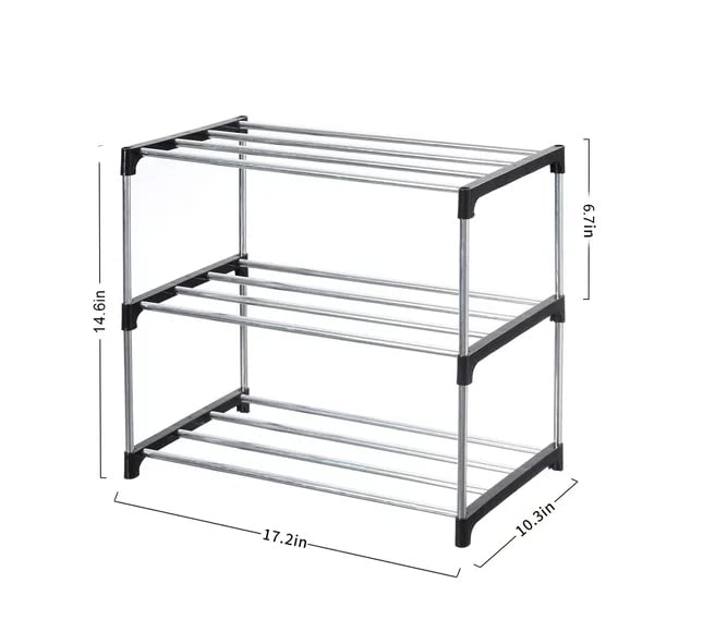 QOFI Three-layer shoe storage rack home classic black