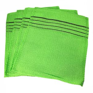 Genuine Korean Exfoliating Bath Washcloths Scrub Glove for Body / Premium Rayon Korean Skin Italy Towels Mitt (4pcs - Green)