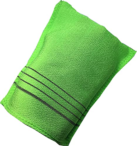 Genuine Korean Exfoliating Bath Washcloths Scrub Glove for Body / Premium Rayon Korean Skin Italy Towels Mitt (4pcs - Green)