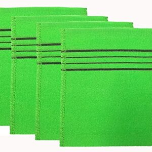 Genuine Korean Exfoliating Bath Washcloths Scrub Glove for Body / Premium Rayon Korean Skin Italy Towels Mitt (4pcs - Green)