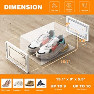 Fixwal 12pcs Shoe Storage Boxes Clear Shoe Boxes Stackable with Lids, Space Saving Shoe Holder Sneaker Display Case, Shoe Container Boxes for Closet Bedroom Bathroom