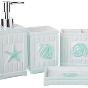 Sweet Home Collection Bathroom Accessories Sets Unique Collections Modern Classic Contemporary Decorative Beautiful Designs Bath Shower Tub Décor, 4 Piece Set, Beach Shells