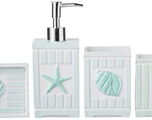 Sweet Home Collection Bathroom Accessories Sets Unique Collections Modern Classic Contemporary Decorative Beautiful Designs Bath Shower Tub Décor, 4 Piece Set, Beach Shells