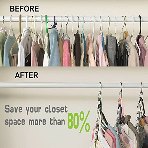 ShopHut Space Saving Metal Hangers Holder Clothing Rack Hanger Multiple Hangers Holder - Magic Space Saver Wardrobe Organiser Hangers - Pack of 4