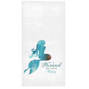 wamika watercolor beautiful mermaid character hand towels cute sea cartoon bath towels soft absorbent multipurpose bathroom towel for hand,face,spa and gym,15x30 in