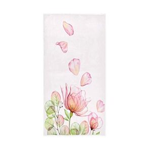 alaza pink rose floral glass flower hand towels bathroom towel highly absorbent soft small bath towel decorative guest breathable fingertip towel for face gym spa 30 x 15 inch