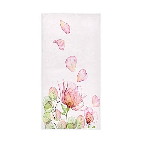 ALAZA Pink Rose Floral Glass Flower Hand Towels Bathroom Towel Highly Absorbent Soft Small Bath Towel Decorative Guest Breathable Fingertip Towel for Face Gym Spa 30 X 15 Inch