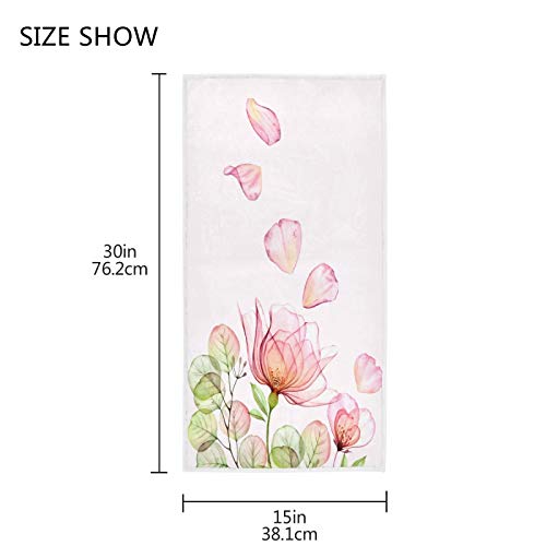 ALAZA Pink Rose Floral Glass Flower Hand Towels Bathroom Towel Highly Absorbent Soft Small Bath Towel Decorative Guest Breathable Fingertip Towel for Face Gym Spa 30 X 15 Inch