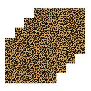 animal leopard print towels cotton washcloths set,soft highly absorbent face cloths,fingertip towels for bath fitness, sports,yoga,12'' x 12'' (4 pack)