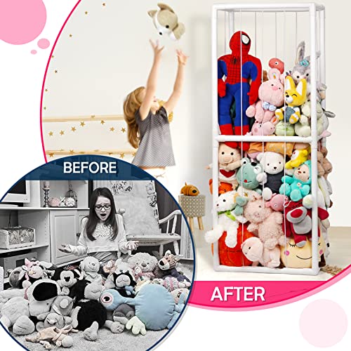 Ibnotuiy Stuffed Animal Zoo Storage Stuffed Animal Holder PVC Plush Storage Organizer Shelf with Elastic Band for Birthday Gift for Nursery Play Room Bedroom