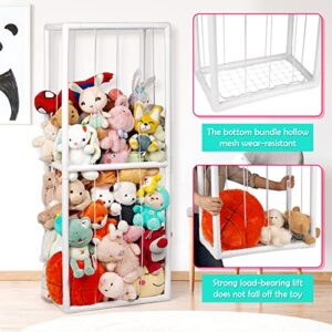 Ibnotuiy Stuffed Animal Zoo Storage Stuffed Animal Holder PVC Plush Storage Organizer Shelf with Elastic Band for Birthday Gift for Nursery Play Room Bedroom