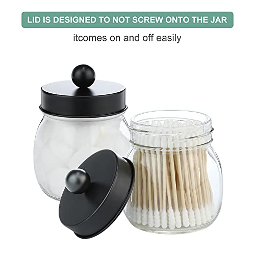 IMAVO Mason Jar Bathroom Accessories Set,4 Pcs Gift Set - Liquid Hand Soap Dispenser, Toothbrush Holder, 2 Cotton Ball Jar, Farmhouse Decor Bathroom Set(Black)