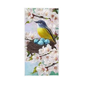 happy easter eggs kitchen hand towels spring bird cherry blossom dish towel decorative fingertips towels soft quality washcloths for bathroom sports spa gym yoga guests hotel 30 x 15inch