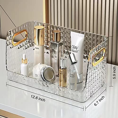 Makeup Organizer 2 pack,12.6-Inches long,6-inches Tall,Stackable Bathroom Organizer,Skin Care Organizer,Waterproof and Dustproof Makeup Holder,Ideal for Vanity,Bathroom and Kitchen…