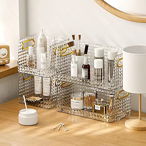 Makeup Organizer 2 pack,12.6-Inches long,6-inches Tall,Stackable Bathroom Organizer,Skin Care Organizer,Waterproof and Dustproof Makeup Holder,Ideal for Vanity,Bathroom and Kitchen…