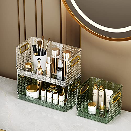 Makeup Organizer 2 pack,12.6-Inches long,6-inches Tall,Stackable Bathroom Organizer,Skin Care Organizer,Waterproof and Dustproof Makeup Holder,Ideal for Vanity,Bathroom and Kitchen…