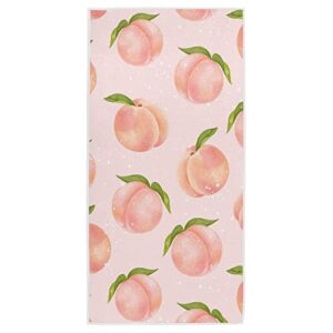 naanle sweet pink peach with leaves soft absorbent large home hand towel, 16" x 30" guest towel decor for kitchen, bathroom, hotel, gym and spa