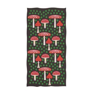 naanle stylish forest folk mushrooms green dots scandinavian style soft highly absorbent guest hand towel for bathroom, hotel, gym and spa (16 x 30 inches)