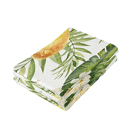 Kigai Tropical Lemon Flowers Hand Towels, Soft & Absorbent Bathroom Guest Towels Kitchen Towels Fingertip Towel for Beach Gym Spa 14x28 Inch (2PACK)