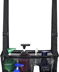 GGMOVE Hanging Mesh Shower Caddy College with Hooks, Bath Baskets Organizer Storage with 4 Pockets for College Dorm Rooms, Gym, Swimming and Travel (Black)