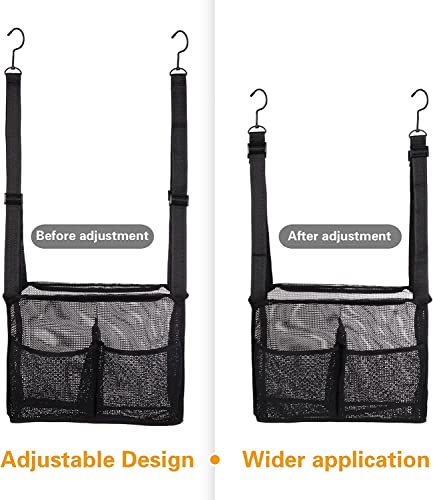 GGMOVE Hanging Mesh Shower Caddy College with Hooks, Bath Baskets Organizer Storage with 4 Pockets for College Dorm Rooms, Gym, Swimming and Travel (Black)