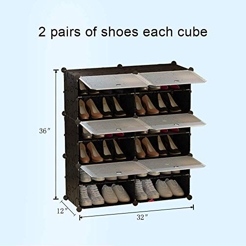 KOUSI Portable Shoe Rack Organizer 168 Pair Tower Shelf Storage Cabinet Stand Expandable for Heels, Boots, Slippers， 12 Tier Black