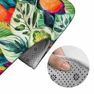 AOYEGO Watercolor Parrots Bathroom Rugs Set of 3 Exotic Tropical Leaves Jungle Macaw Bird Rainbow Leaf Non Slip 31.5X19.7 Inch Soft Absorbent Polyester for Tub Shower Toilet