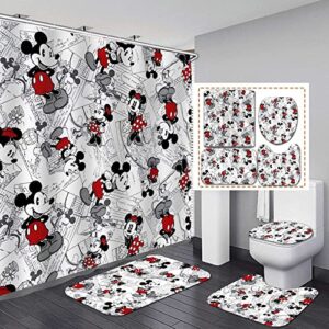plmzuok 4pcs shower curtain set with non-slip rugs, toilet lid cover and bath mat, waterproof polyester fabric bathroom curtain with 12 hooks, 72 x 72inch1