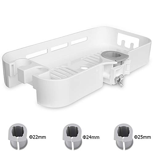 G-Tree ABS Shower Shelf Bathroom Shower Caddy Rack Organizer for Soap Shampoo Conditioner with Two Hidden Hooks Detachable Shower Storage NO Drilling Wall Mounted Suitable for 22 mm, 24 mm, 25 mm