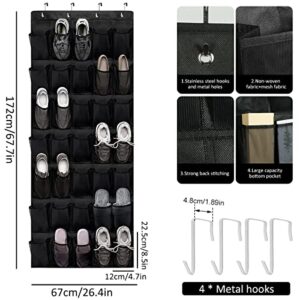 Txkrhwa 35 Large Pockets Over The Door Shoe Organizer Breathable Mesh Hanging Shoe Rack with 4 Hooks Space Saving Behind Door Shoes Storage Holder for Bedroom Closet Shoes Hat Toys