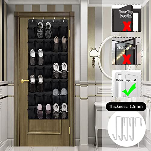 Txkrhwa 35 Large Pockets Over The Door Shoe Organizer Breathable Mesh Hanging Shoe Rack with 4 Hooks Space Saving Behind Door Shoes Storage Holder for Bedroom Closet Shoes Hat Toys