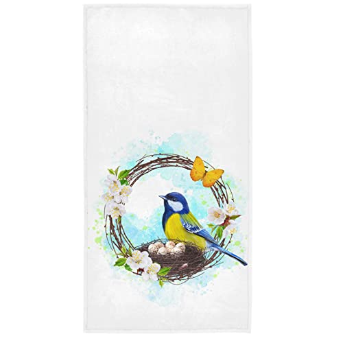 Vdsrup Hummingbird Bird Hand Bath Towel Shower Towels Butterfly Floral Fingertip Bathroom Towel Kitchen Dish Guest Towel Highly Absorbent Soft for Hand Face Gym Spa 30 X 15 Inch