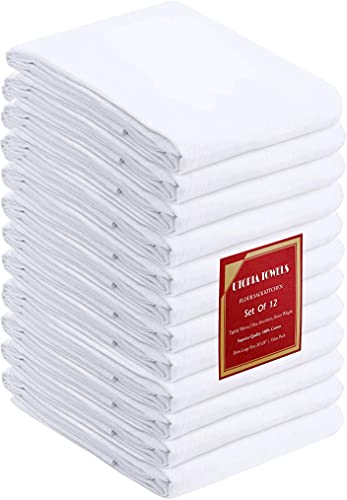 Utopia Towels Premium Bundle - 1 Cotton Washcloths White (12x12 inches), Pack of 24 with Flour Sack Dish Towels, 12 Pack - 28 x 28 Inches and Dish Towels 12 Pack - 15 x 25 Inches