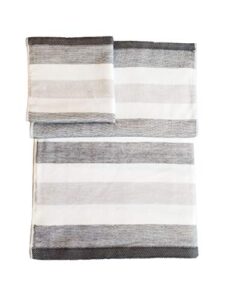 ippinka senshu japanese towel, ultra soft, quick-drying, two-tone stripes, grey (set of 3 towels)
