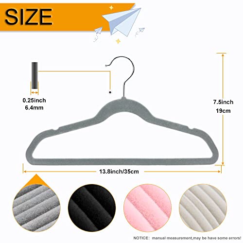 50+10 Pack Non-Slip Children's Clothes Hangers Velvet Hangers Space Saving Hangers 15~20LBS Heavy Duty Hangers 13.8"