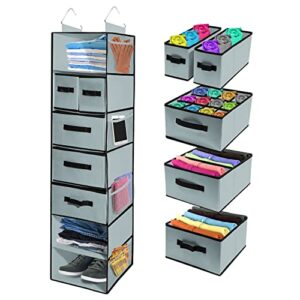 tidy zebra hanging closet organizers with drawers and storage shelves - great clothes organizer for closet, rv storage, perfect storage organization college dorm room essentials for students dorm room
