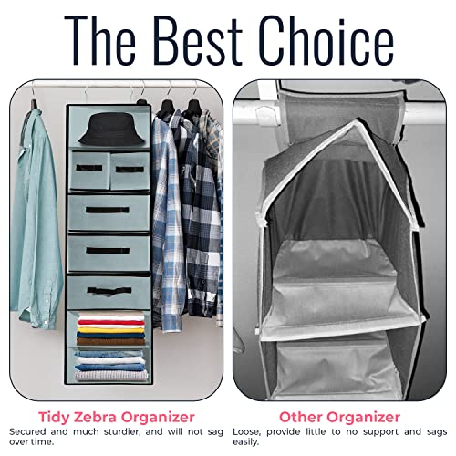 Tidy Zebra Hanging Closet Organizers with Drawers and Storage Shelves - Great Clothes Organizer for Closet, RV Storage, Perfect Storage Organization College Dorm Room Essentials for Students Dorm Room