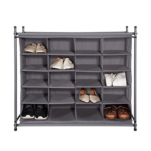 STORAGE MANIAC Stackable Shoe Cubby Organizer, Free Standing Shoe Cube Rack for Entryway, Bedroom, Apartment, Closet, 20-Cube Gray