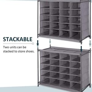 STORAGE MANIAC Stackable Shoe Cubby Organizer, Free Standing Shoe Cube Rack for Entryway, Bedroom, Apartment, Closet, 20-Cube Gray