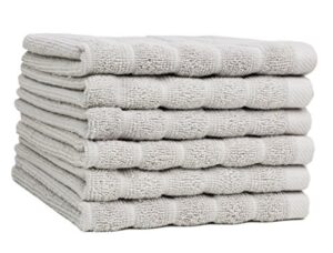 6 pack luxurious soft hotel &spa quality 100% cotton washcloth face towels set for bath, 12"x12" inch(grey)