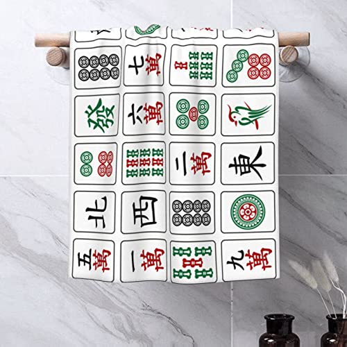 GLOVET Mahjong Bath Decorative Hand Towels for Bathroom, Comfortable Luxury Bath Towels, Ultra Soft Quick Dry Towel for Hotel, Gym, Sports and Spa Home Decor, 27.5x16 in