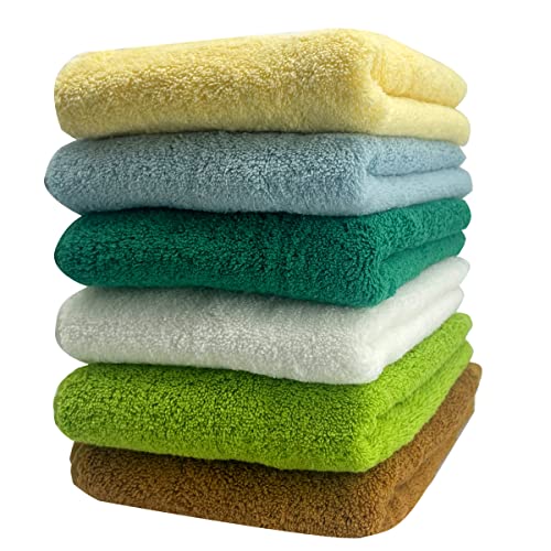 changyexi Hand Towels，Super Soft 6 Washcloths 13.7x13.7in,100% Cotton,Soft and Absorbent,Body and face can be Used (Multicolor, Pack of 6)