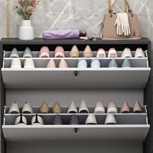 AIEGLE Shoe Storage Cabinet with 3 Flip Drawers, Freestanding Wood Shoe Rack Shoe Storage Cabinet for Entryway, Grey (35.4" W x 9.4" D x 47.2" H)
