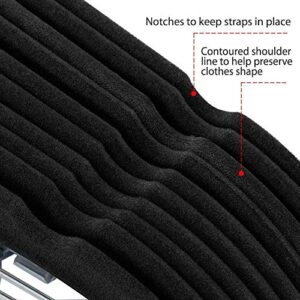 Velvet Skirt Hangers 10 Packs Velvet Hangers with Clips Ultra Thin Non Slip Velvet Pants Hangers Space Saving Clothes Hanger (Black)